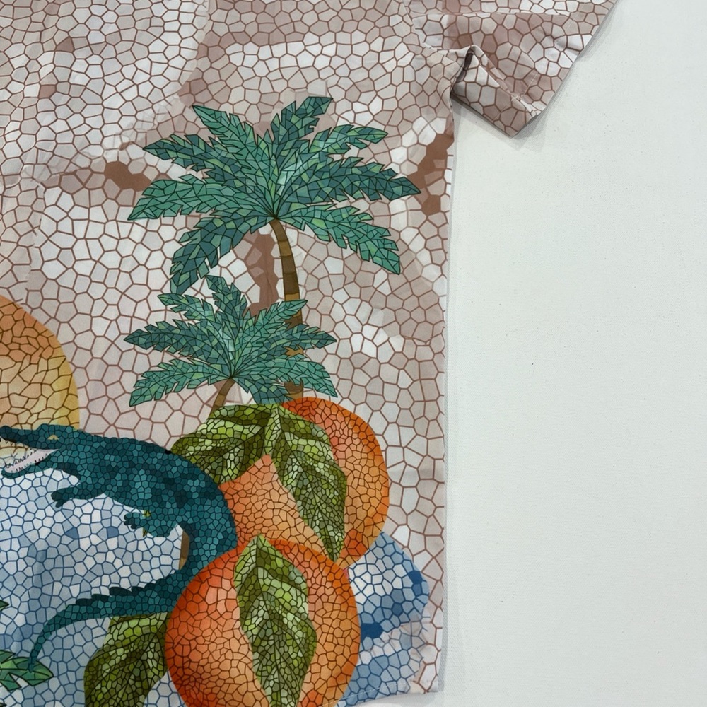 Mavrans Shirt Short Sleeve Button Print Flamingos Tropical Hawaii Mens Large - Picture 12 of 13